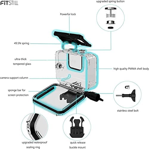 FitStill Underwater Waterproof Diving Housing for Go Pro Hero 13/12/11/10/9 Black,60M/196FT Protective Underwater Diving Housing Shell Accessories (Hero 13/12/11/10/9 Black) 3