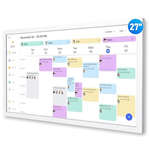 Digital Calendar – 27 Inch Electronic Wall Calendar & Chore Chart, Smart Family Organizer with Interactive Touchscreen Display, Wall Mount in Portrait or Landscape
