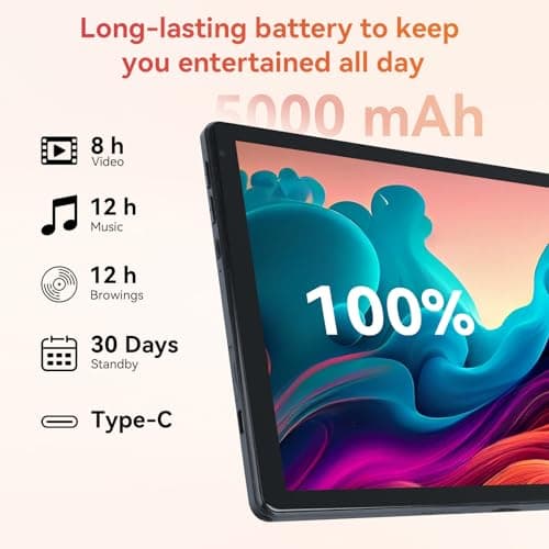URAO Tablet,10.1" Android Tablet with Octa-core Processor 24GB RAM 128GB ROM HD IPS Touchscreen 8H Battery, Wi-Fi 6, BT 5.0, Dual Camera, Android 15 Tablets 2025 4