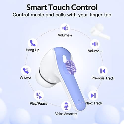 TAGRY Bluetooth Headphones True Wireless Earbuds 60H Playback LED Power Display Earphones with Wireless Charging Case IPX5 Waterproof in-Ear Ear buds with Mic for TV Smart Phone Laptop Computer Sports 4