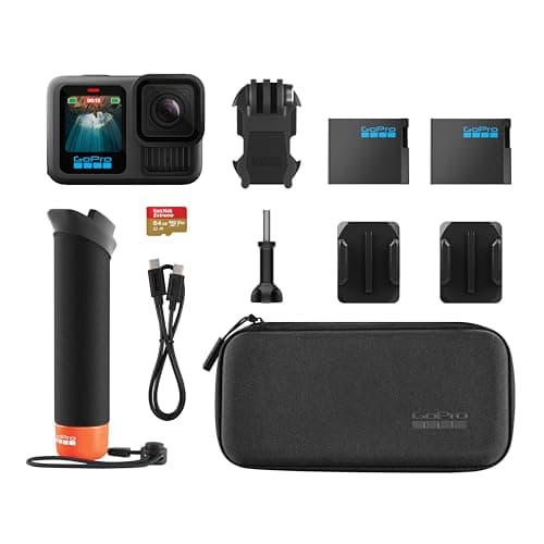 GoPro HERO13 Black Accessory Bundle - Includes The Handler, 2 Enduro Batteries, 2 Curved Adhesive Mounts, 64GB SanDisk MicroSD Card, and Carrying Case 2