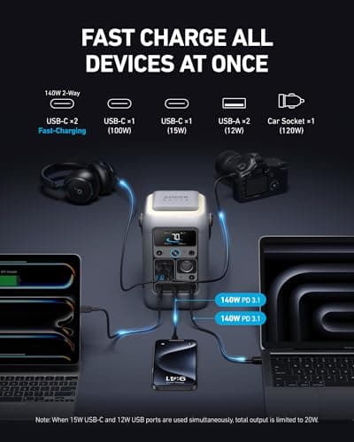 Anker SOLIX C300 DC Power Bank Station, Outdoor 288Wh Portable Power Station, LiFePO4 Battery, 300W Solar Generator, for Camping, Traveling, and Emergencies (No Wall Charger Included) 3