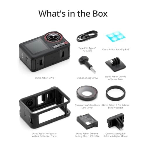 DJI Osmo Action 5 Pro Standard Combo, Waterproof Action Camera with 1/1.3" Sensor, 4K/120fps Video, Subject Tracking, Stabilization, Dual OLED Touchscreens, Action Camera 4K Ideal for Sports, Vlog 3