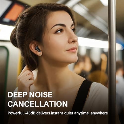 TOZO Hybrid Active Noise Cancelling Wireless Earbuds with 6 Mics AI Clear Call Ear Buds 68H Playtime with LED Display 32 Preset EQs via APP Bluetooth 5.3 IPX8 Waterproof in Ear Headphones 5