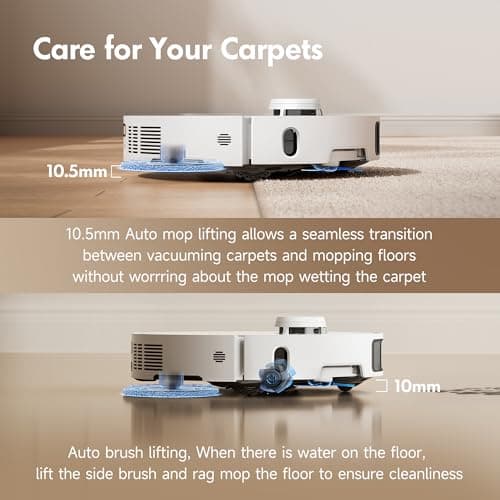 Mova P10 Pro Ultra Robot Vacuum and Mop 13,000Pa Suction, 140°F Hot Water Auto Mop Washing & Drying, Dual Spinning Extenable Mop,10.5mm Lifting for Carpet, 360°Obstacle Avoidance, App Control 5