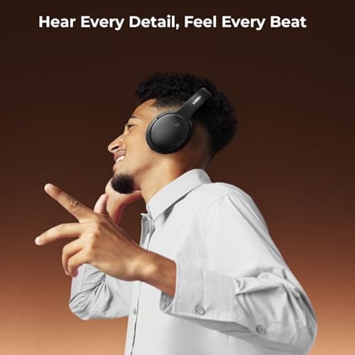 FXWONTY Hybrid Active Noise Cancelling Headphones, Wireless Bluetooth 5.4 Over Ear Headphones & Fast Charging, Hi-Res Audio, Deep Bass, Transparency Mode, 70h Playtime, Comfort for Travel/Office/Home 4