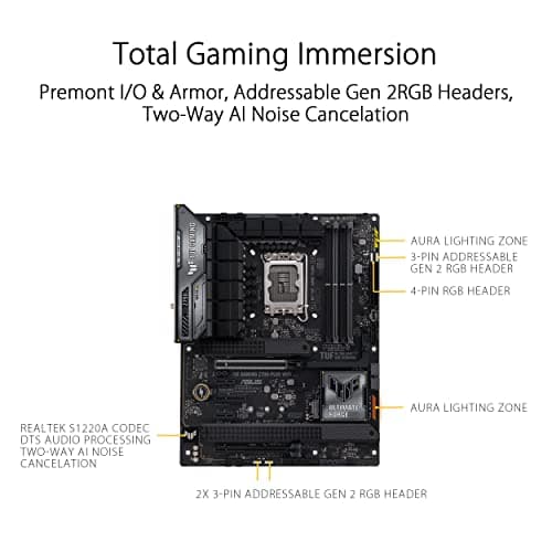 ASUS TUF Gaming Z790-Plus WiFi LGA 1700(Intel 14th,12th &13th Gen) ATX Gaming Motherboard(PCIe 5.0,DDR5,4xM.2 Slots,16+1 DrMOS,WiFi 6,2.5Gb LAN,Front USB 3.2 Gen 2 Type-C,Thunderbolt 4(USB4),Aura RGB) 5