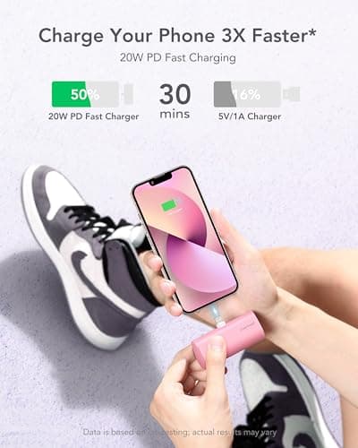 charmast Small Portable Charger for iPhone, Ultra-Compact 20W PD Fast Charging Power Bank 5000mAh, Mini Battery Pack for iPhone 14/14 Pro Max/13/13 Pro Max/12/12 Pro Max/11/XR/X/8/7/6 etc 3