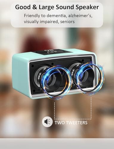 iGuerburn Simple Music Player for Dementia Elderly Seniors Easy MP3 Player as Alzheimers Dementia Visually Impaired Patients Product Gift One-Touch Controls ON/Off Retro Music Box (Cyan) 4