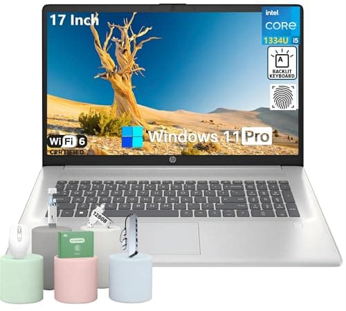 HP 17 Inch Laptop Computer for Business & Students, 17.3" HD+ Display, Intel 10-Core i5-1334U Up to 4.6 GHz, 32 GB RAM, 1 TB SSD, Fingerprint Reader, Backlit Keyboard, Wi-Fi 6, Webcam, Windows 11 Pro