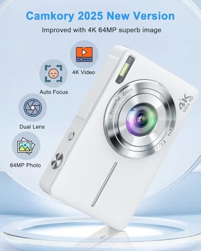 Digital Camera, 4K 64MP Cameras for Photography, Point and Shoot Digital Camera with Auto Focus, Dual Camera, Flash, 16X Zoom, Anti Shake, 32GB Card, Compact Vlogging Camera for Teens, Adults 2