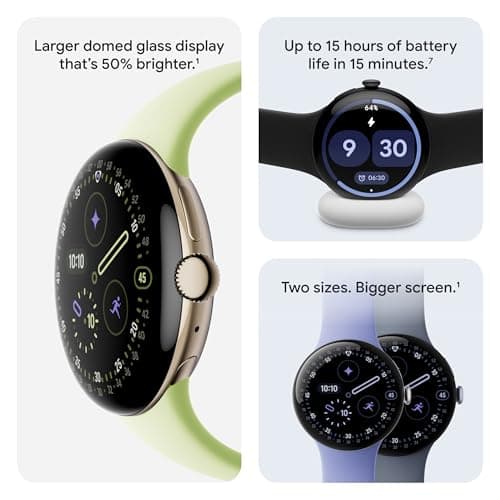 Google Pixel Watch 4 (45mm) - Android Smartwatch with Heart Rate and Sleep Tracking - 40-Hour Battery - Fitness Tracking - Google AI - Matte Black Aluminum Case - Obsidian Active Band - Wi-Fi 3