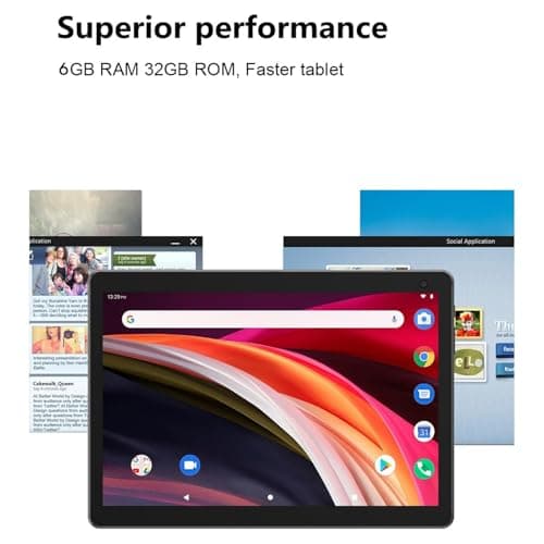 COOPERS Tablet 10 inch, Android 15 Tablet, 32GB ROM 1TB Expand Computer Tablets, Quad Core Processor 6000mAh Battery, 1280x800 IPS Touch Screen, 2+8MP Dual HD Camera, Bluetooth WiFi Tablets PC 2