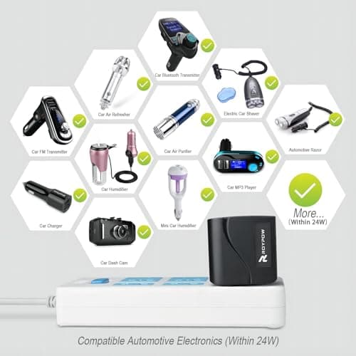 RoyPow AC to DC Converter Power Supply Transformer 2A/24W AC/DC Adapter 110V/120V to 12V Car Cigarette Lighter Socket, 110V/120V to 12V Converter, Not for Pump, Inflator 2