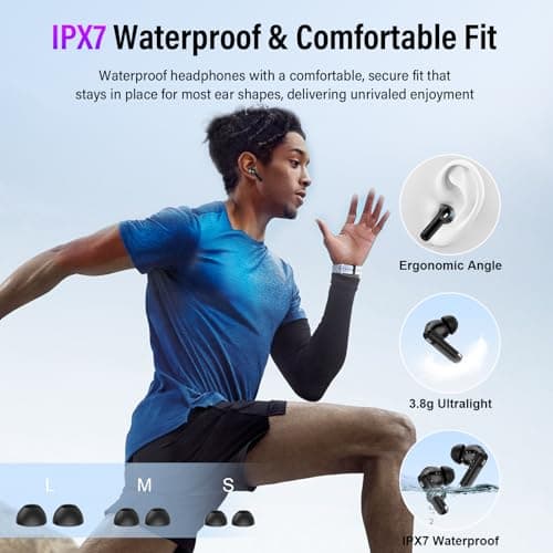Wireless Earbuds, Bluetooth 5.4 Ear buds with Multifunctional Touch Screen, 48H Bass Stereo Headphones with ANC/ENC Noise Cancelling/Transparency mode, IPX7 Earphones with 5 EQ Modes for iOS Android 4