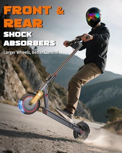 VOLPAM Electric Scooter, 350W/500W Powerful Motor, 8.5"/10" Solid Tires, 19/22Mph, 28/23/21/16 Miles Max Range, Dual Braking 5