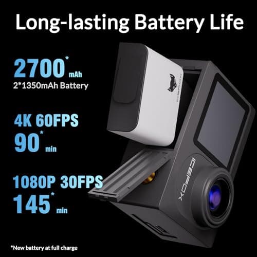 icefox i8 Action Camera with 4K 60FPS 20MP, 5X Zoom, Underwater Waterproof Camera with Optimized EIS, Video & Photo Editing by Snap Pro App, WiFi Remote Control for Diving, Cycling and Vlogging 4