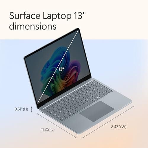 Microsoft Surface Laptop (2025), Windows 11 Copilot+ PC, 13" Touchscreen Display, Snapdragon X Plus (8 core), 16GB RAM, 512GB SSD Storage, Ocean 4