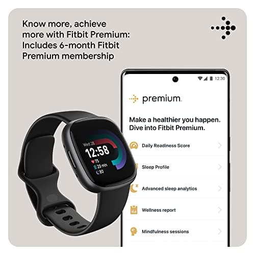 Fitbit Versa 4 Fitness Smartwatch with Daily Readiness, GPS, 24/7 Heart Rate, 40+ Exercise Modes, Sleep Tracking and more, Black/Graphite, One Size (S & L Bands Included) 5