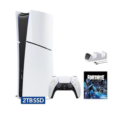 PlayStation 5 Slim Upgraded 2TB Digital Edition Fortnite Cobalt Star Bundle and Controller Charger - White, 2TB PCIe SSD Upgraded Slim PS5 Gaming Console [playstation_5] [video game] [video game] [video game]