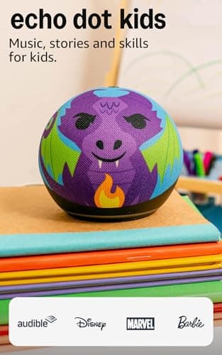 Amazon Echo Dot Kids (newest model) - Designed for kids, with Alexa+ Early Access, parental controls, Includes 1 Year of Amazon Kids+, Dragon 4