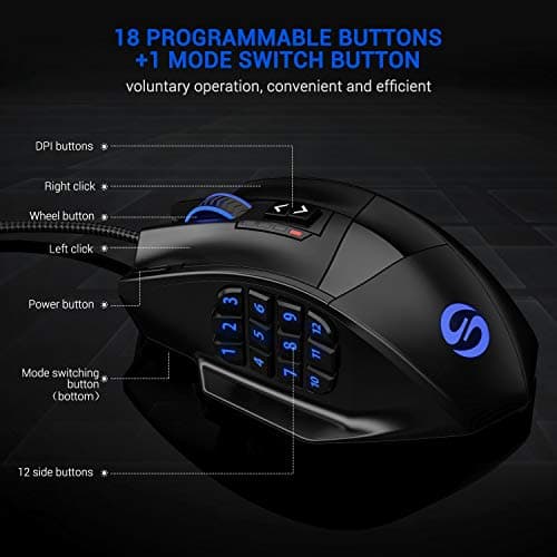 UtechSmart Venus Gaming Mouse RGB Wired, 16400 DPI High Precision Laser Programmable MMO Computer Gaming Mice [IGN's Recommendation] 3
