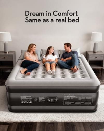 OhGeni 20" Raised King Air Mattress with Built in Pump, Luxury Real Bed Height Blow up Mattress, 3-4 Persons Inflatable Mattress for Guests & Family Party, Ideal for Elder People, 700lbs 2