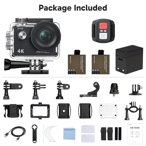 AKASO EK7000 4K30FPS 20MP WiFi Action Camera with EIS Ultra HD 131FT Waterproof Underwater Camera Remote Control 4X Zoom Support External Microphone Black 5