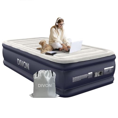 Twin Air Mattress with Built-in Pump,18''Raised Blow Up Mattress 2 Mins Self Inflation/Deflation,Upgraded Thicker Inflatable Mattress，Flocked Top Air Bed with Storage Bag for Guests,Home，Camping