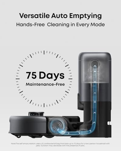 eufy Robot Vacuum 3-in-1 E20,with Versatile Stick and Handheld Vacuum Cleaner Combo,Self Emptying Up to 75 Days,Max 30,000Pa,Smart Obstacle Avoidance,Pro-Detangle,Ideal for Carpet,Crevices,Stairs 5