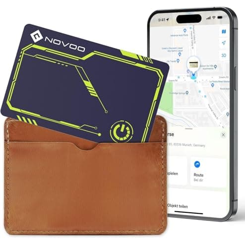 NOVOO Tracker Card (iOS Only) Wallet Card with Apple Find My, Smart Card Bluetooth Tracker, 6 Years Battery, IP68 Waterproof, Keys Finder and Item Locator for Keys, Bags, Passport (BL)
