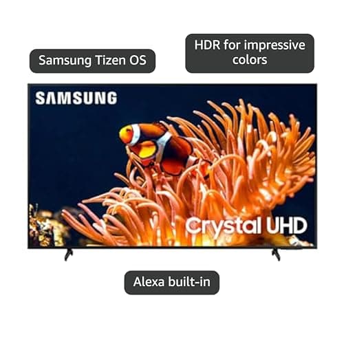 Samsung 55-Inch Class 4K Crystal UHD DU8000 Series HDR Smart TV w/Object Tracking Sound Lite, Motion Xcelerator, Ultra Slim Design, Gaming Hub, Alexa Built-in (UN55DU8000, 2024 Model) 4