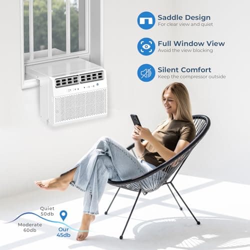 Antarctic Star U-Shaped Window Air Conditioner, 12000BTU Quiet Air Conditioner Window Unit, Cools up to 550 Sq. Ft, Saddle Window AC Units with Full Window View, Energy Saving, 6 Modes, CEER 10.5 3
