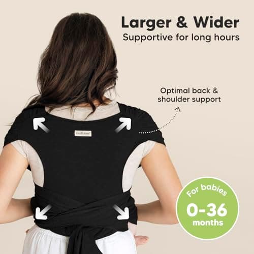 KeaBabies Baby Wrap Carrier Ring Sling - Easy to Wear, Adjustable D-Lite Baby Carrier Newborn to Toddler, Infant Carrying Shirt, Hands Free Bonding, Breathable Fabric Wearing Wrap (Trendy Black) 3
