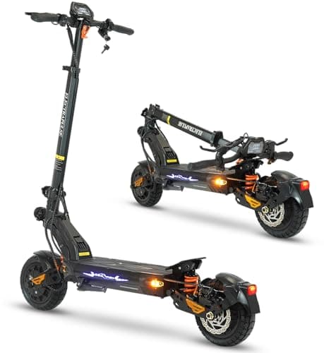 Dual Motor Off Road Electric Scooter for Adults – 5000W Fast E Scooter, 45 Miles Long Range, 45 MPH Max Speed, 52V 25.6Ah Battery, Heavy Duty 400 LB Capacity, Foldable Design with Full Suspension