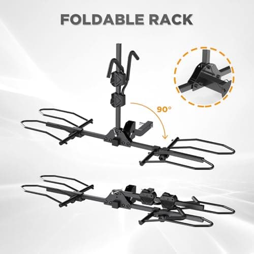 TANX Bike Racks for Ebikes,Fat Tire Bike Rack for Tow Hitch 2-Bike 160 lbs Capacity,Hitch Bike Rack for Heavy E Bike, Wobble Free Smart Tilting Folding Bicycle Car Racks for Standard, 2 inch Receiver 4