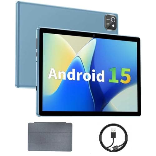 Tablet 10 inch Android 15 Tablets, 3GB RAM 64GB ROM 1TB Expand, Quad-Core Processor, 1280x800 LCD Touch Screen, WiFi 5, Dual Camera, BT5.0, 6000mAh Battery (Blue)