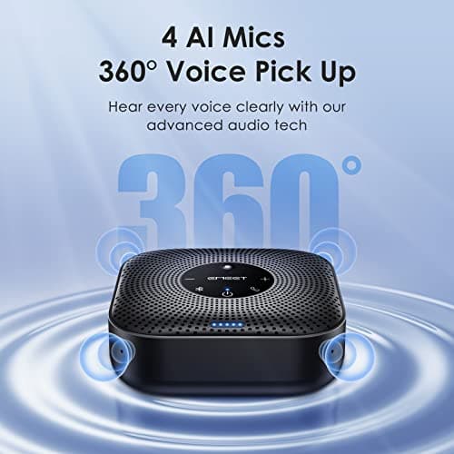 EMEET Conference Speakerphone M0 Plus, 4 AI Mics 360° Voice Pickup, Noise Reduction, USB C Speaker, Bluetooth Conference Speaker for 8 People w/Daisy Chain for 16 Compatible with Leading Software 2