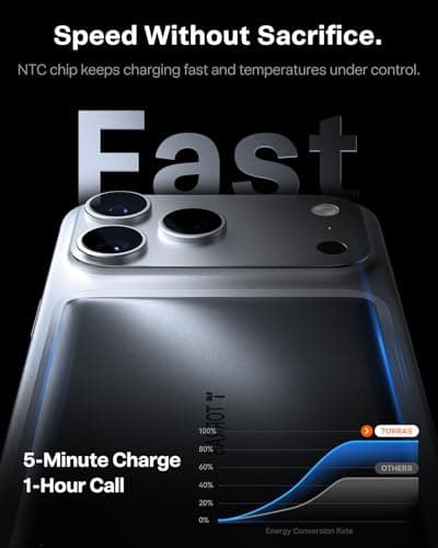 TORRAS MiniMag Power Bank, Ultra Slim 5,000mAh Wireless Portable Charger with USB-C Cable, Fast Charging iPhone Air Magnetic Battery Pack, Compatible for iPhone 17/16/15/14/13/12, Glacier Gray 3