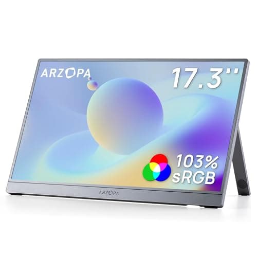ARZOPA 17.3" Portable Monitor Gray, 1080P FHD 103% sRGB IPS Gaming Monitor Laptop Monitor with Built-in Kickstand HDMI USB C External Screen for PC Mac Phone Xbox PS5 - Z1C Plus