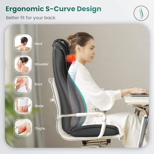 Snailax Shiatsu Neck Back Massager with Heat, Massage Chair Pad with Compression, Height-Adjustable Neck Massage Rollers Chair Seat Massager, Gifts for Men, Women 2