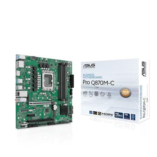 ASUS Pro Q870M-C-CSM Micro-ATX mATX Q870 Business Motherboard with Intel® Core™ Ultra Processors (Series 2) & Intel® vPro Support and Enhanced Security, Reliability and Manageability