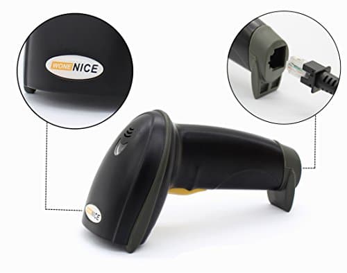 WoneNice USB Laser Barcode Scanner Wired Handheld Bar Code Scanner Reader Black 4