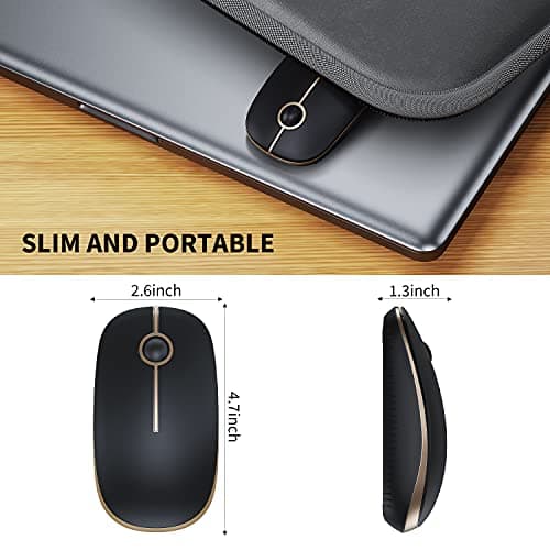 VssoPlor Wireless Mouse, 2.4G Slim Portable Computer Laptop Mouse with Nano Receiver Quiet Silent Optical Mice for Notebook, PC, Laptop, Computer-Black and Gold 3