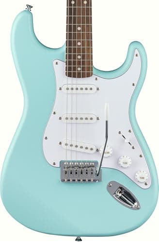 Fender Squier Stratocaster Electric Guitar - Daphne Blue Bundle with Fender Frontman 10G Amplifier, Gig Bag, Cable, Strap, Picks, and Austin Bazaar Instructional Video 4