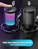 FIFINE Gaming USB Microphone for PC PS5, Condenser Mic with Quick Mute, RGB Indicator, Tripod Stand, Pop Filter, Shock Mount, Gain Control for Streaming Discord Twitch Podcasts Videos- AmpliGame 4