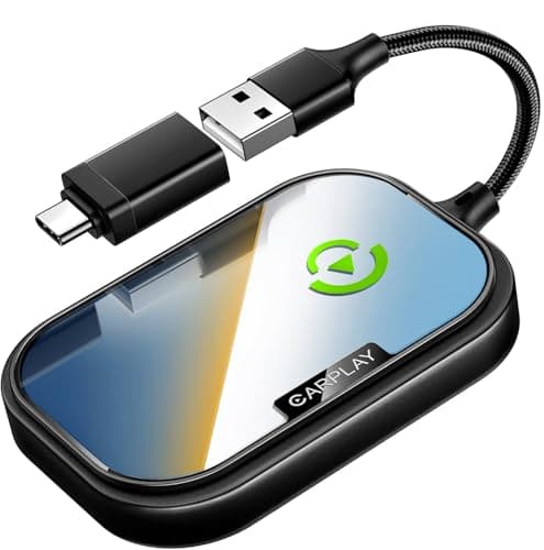 Wireless CarPlay Adapter for Apple iPhone, Converts Factory Wired CarPlay to Wireless CarPlay 2024 Upgrade Plug & Play Auto Connect for Cars from 2015 & iPhone iOS 10+ Black Not for Tesla & Andorid