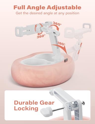 TAZENI Tablet Kindle Pillow Stand Holder with 2 Trays Fit 4''-13'' Phone/Tablet/Kindle iPad Holder Stand for Bed with Soft Plus Fabric Reading Accessories Gift, Pink 4