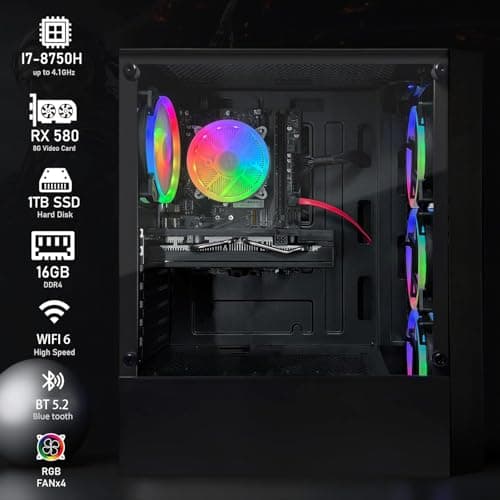 STGAubron Gaming PC Computer Desktop, Radeon RX 580 8G, Intel Core I7 8th up to 4.1GHz, 16G DDR4, 1T SSD, WiFi 6 & BT 5.2, RGB Fan x4, Windows 11 Home 3