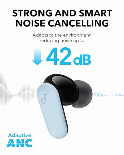 Soundcore P30i by Anker Noise Cancelling Earbuds, Strong and Smart Noise Cancelling, Powerful Bass, 45H Playtime, 2-in-1 Case and Phone Stand, IP54, Wireless Earbuds, Bluetooth 5.4 (Blue) 3